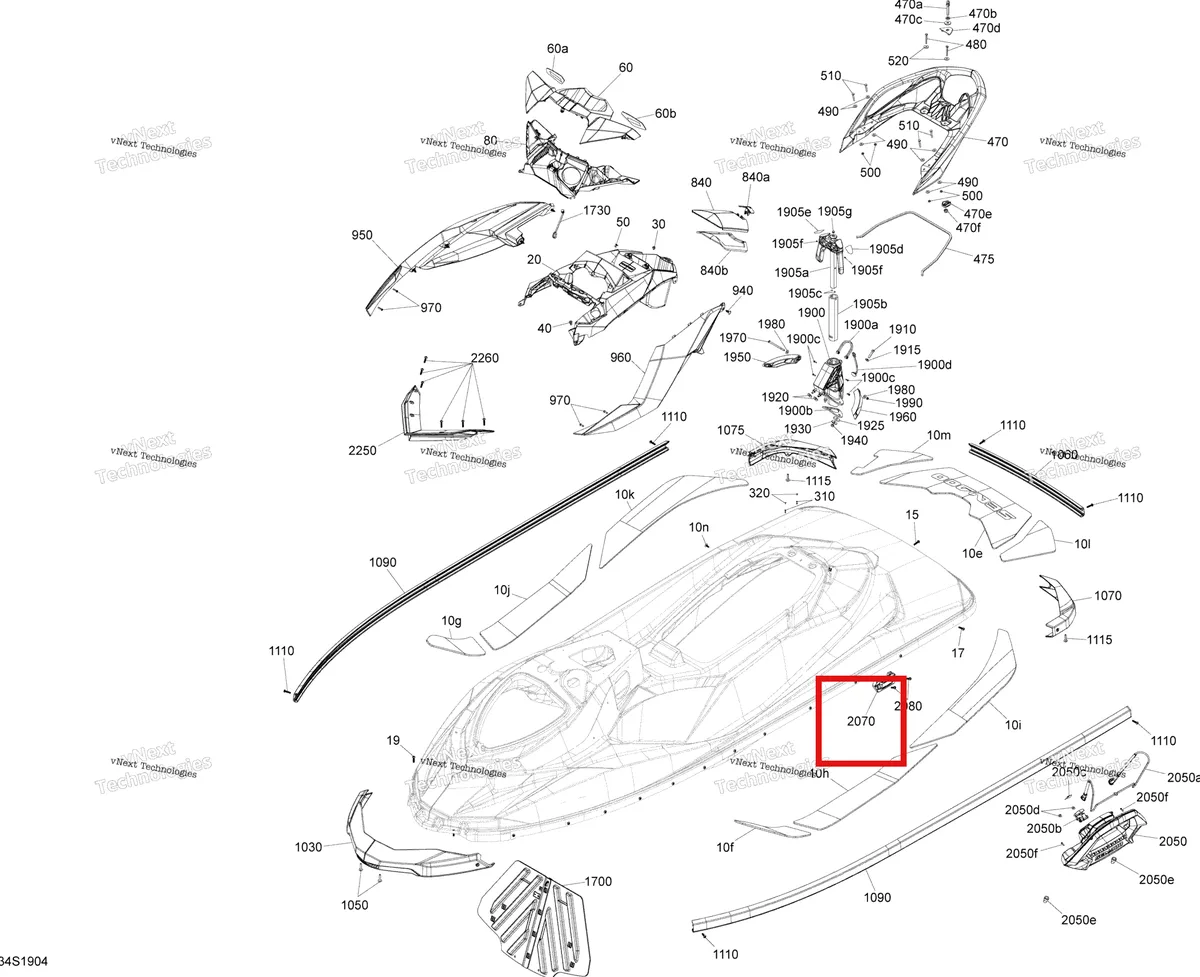Деталь 291003104 на схеме узла 2019 Sea-Doo WAKE 155 Body
