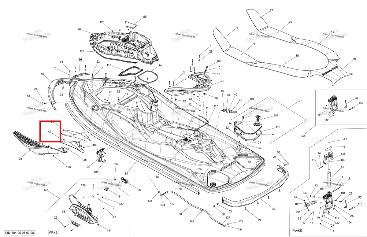 Схема применяемости: Правый сиденье накладка чёрный Sea-Doo RXT-X 260 RS (2012) (291003192)