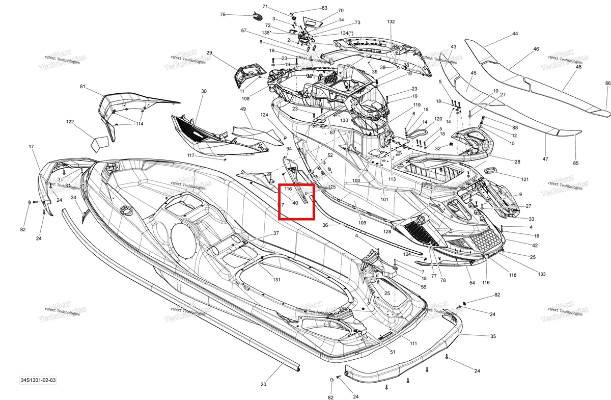 Схема применяемости: Левый сиденье накладка чёрный Sea-Doo RXT-X 260 RS (2012) (291003193)