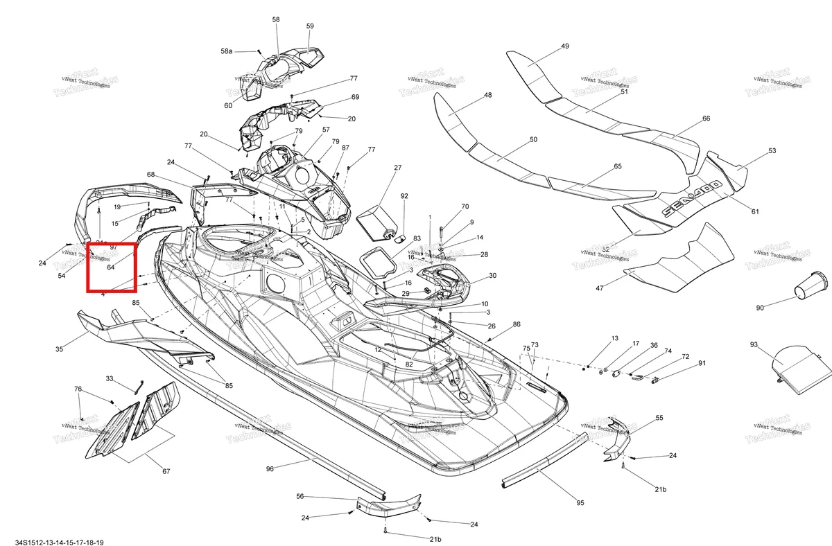 Деталь 291003277 на схеме узла 2015 Sea-Doo WAKE 155 Body