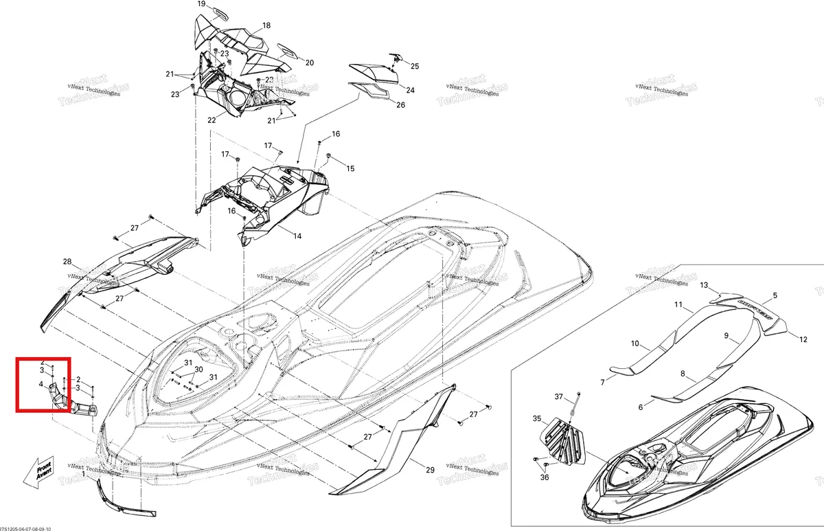 Деталь 291003278 на схеме узла Body, Front View