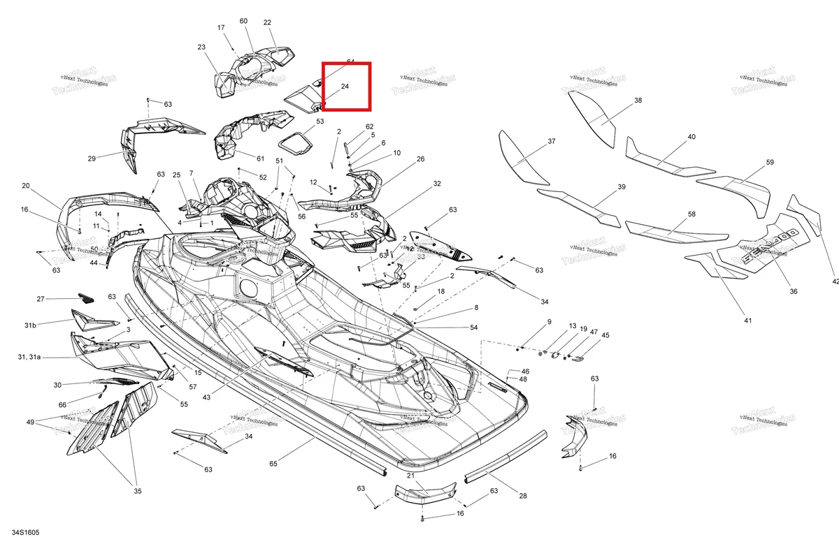 Деталь 291003331 (Glove коробка дверь Sea-Doo RXP (2016) (291003331)) на схеме узла 2016 Sea-Doo RXP Body