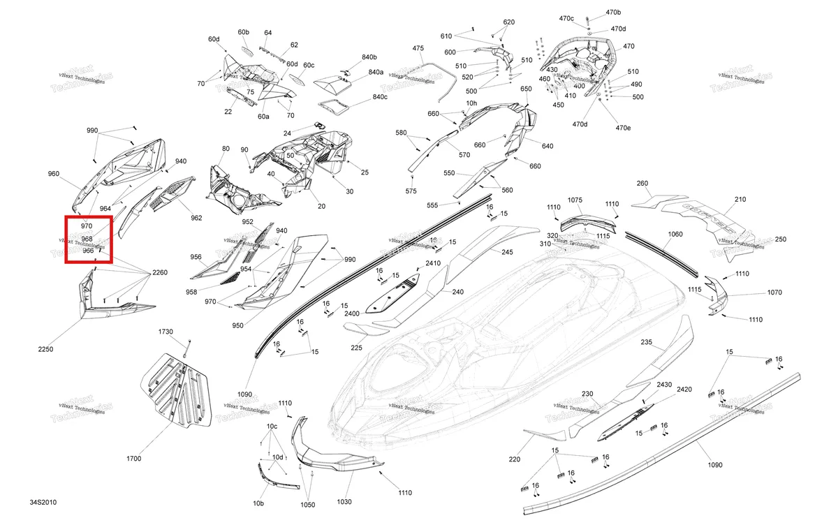 Деталь 291003344 на схеме узла 2020 Sea-Doo RXP 300 Body