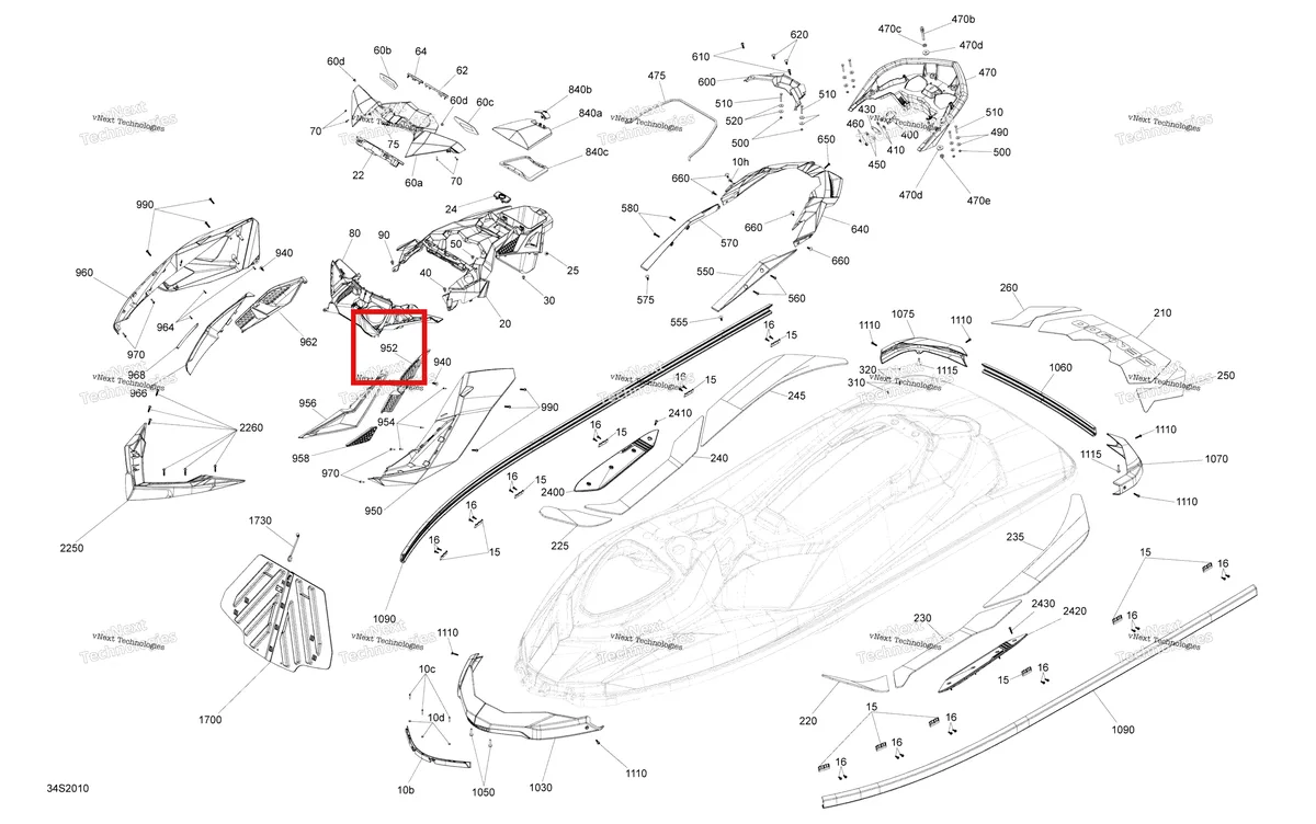 Деталь 291003348 на схеме узла 2020 Sea-Doo RXP 300 Body