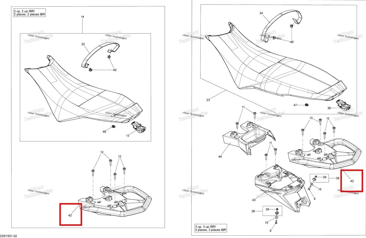 Схема применяемости: Поручень Sea-Doo Spark (2016) (291003384)