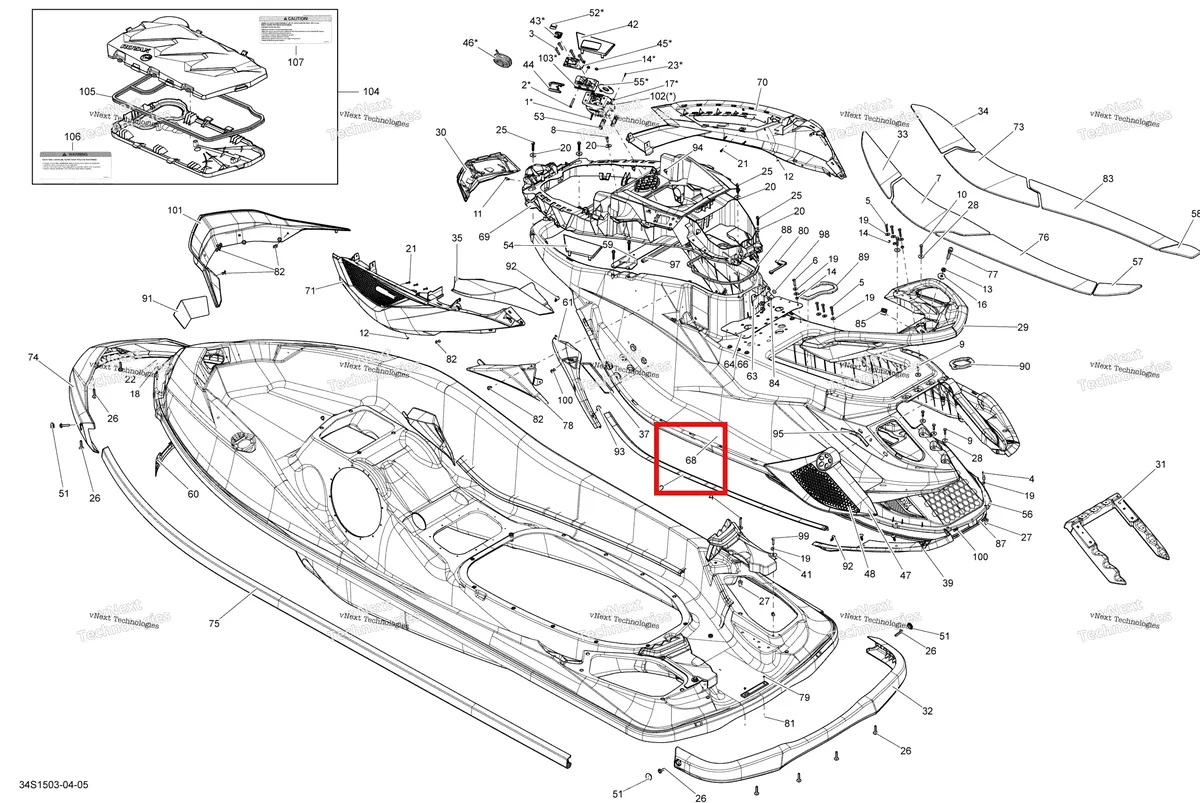 Деталь 291003462 на схеме узла 2015 Sea-Doo RXT-X AS 260 & RS Body