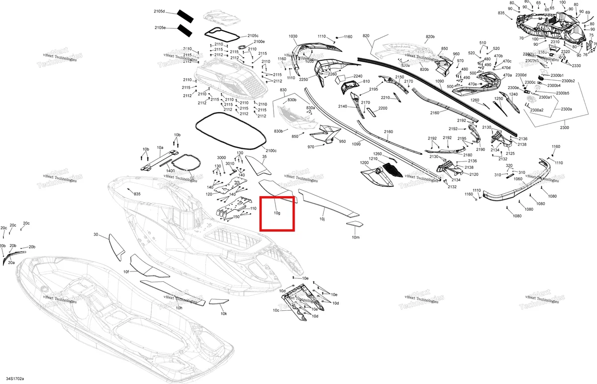 Схема применяемости: Правый CENTER передний CARPET Sea-Doo RXT (2016) (291003464)