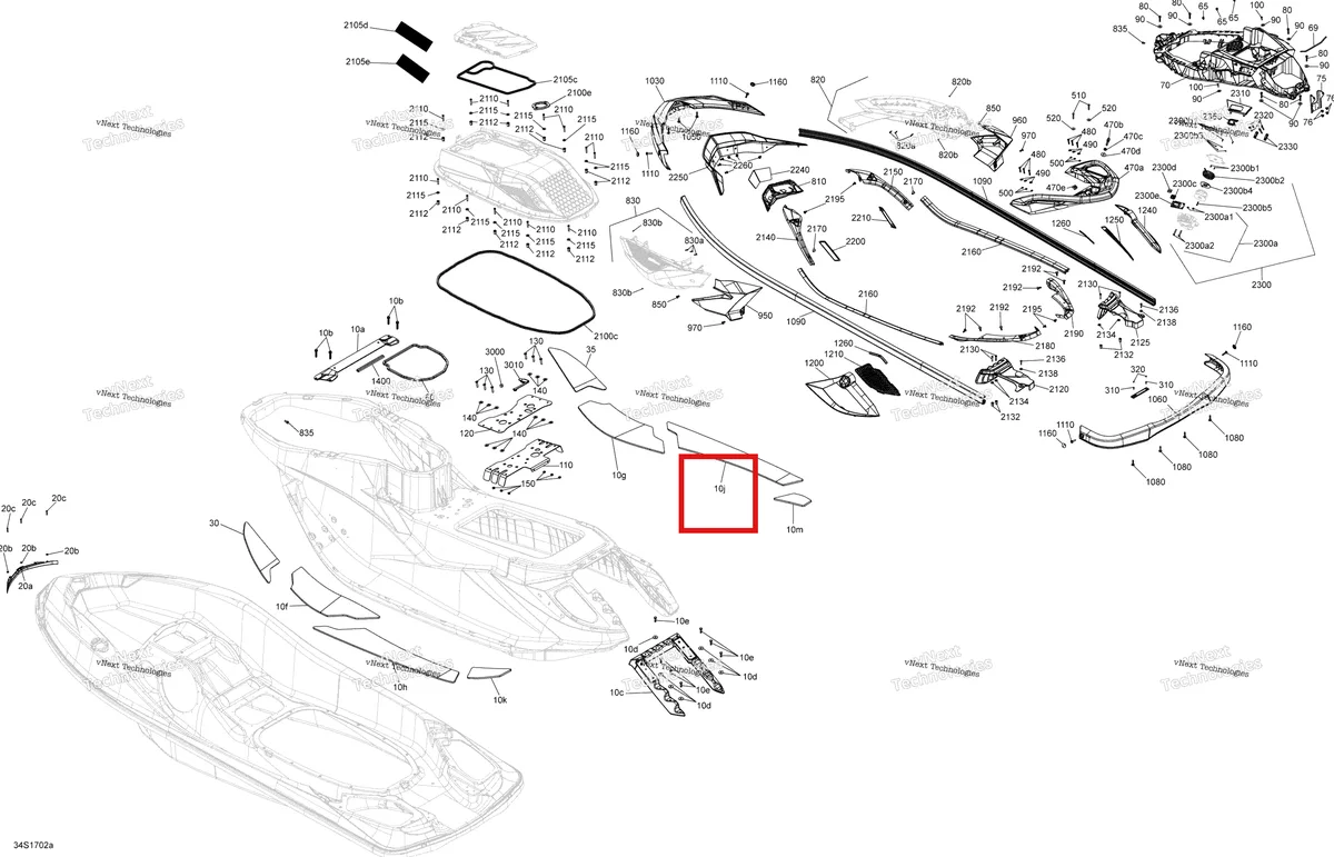Схема применяемости: Правый CENTER задний CARPET Sea-Doo RXT (2016) (291003466)