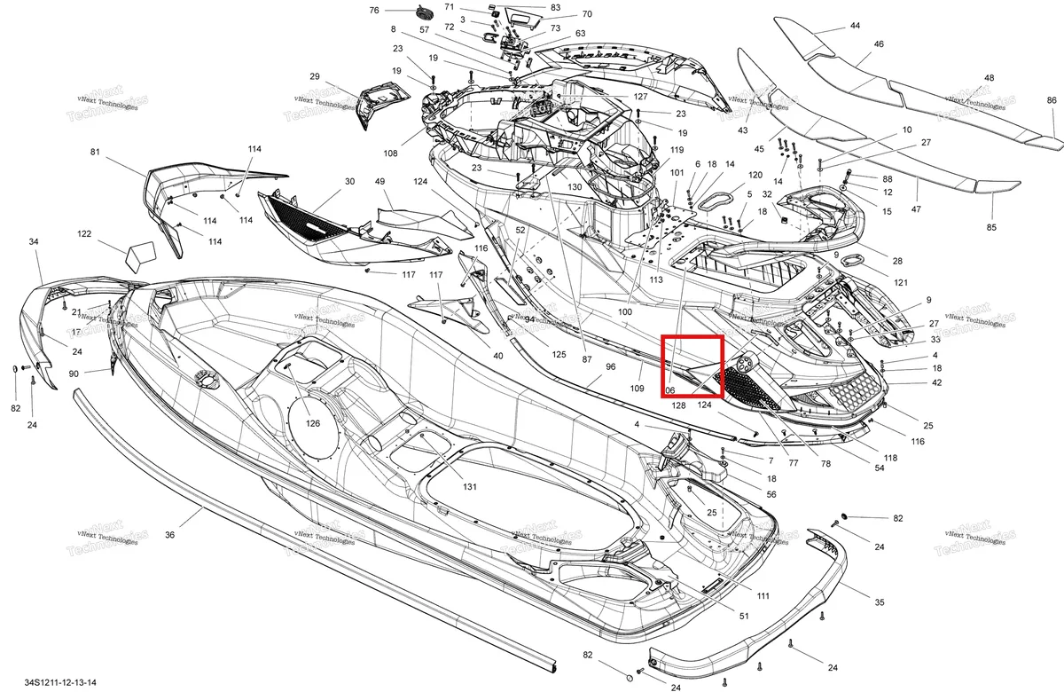 Деталь 291003502 на схеме узла 2012 Sea-Doo GTX S 155 Body