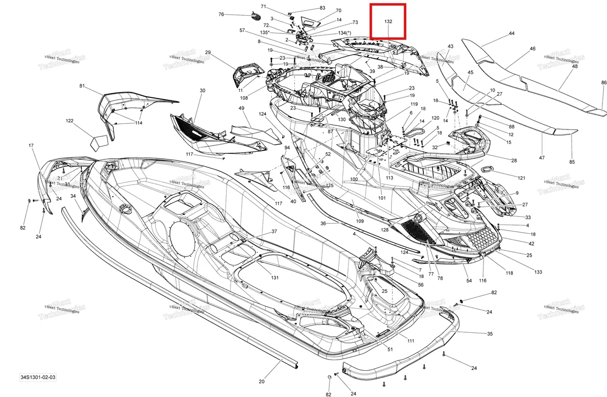 Деталь 291003504 на схеме узла 2013 Sea-Doo RXT-X AS 260 & RS Body