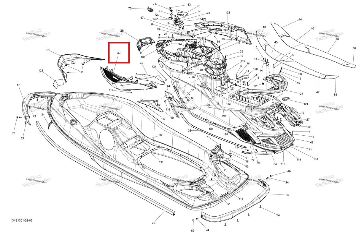 Деталь 291003507 на схеме узла 2013 Sea-Doo RXT-X AS 260 & RS Body