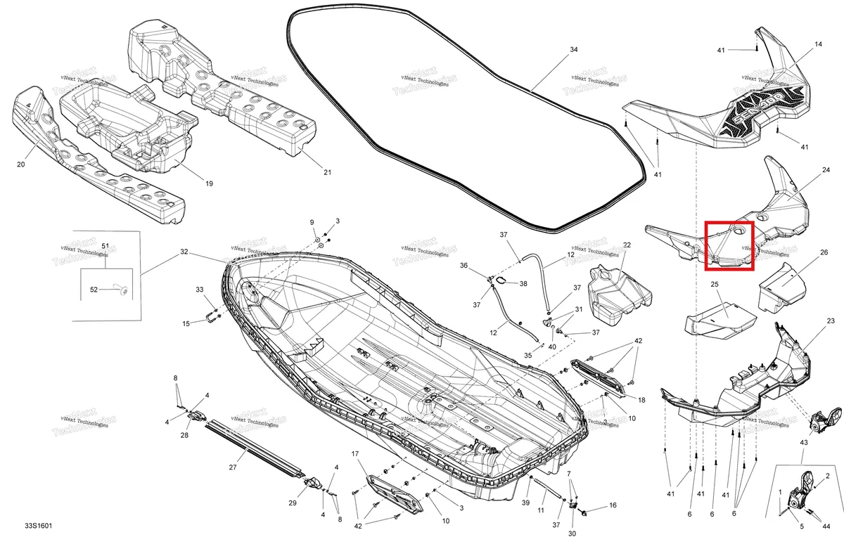 Схема применяемости: Deck корпус Sea-Doo Spark (2016) (291003514)