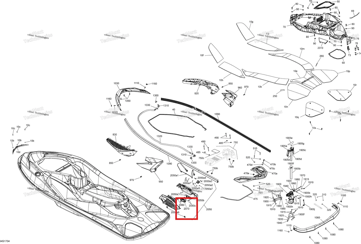 Деталь 291003582 на схеме узла 2017 Sea-Doo WAKE PRO Body - All Models