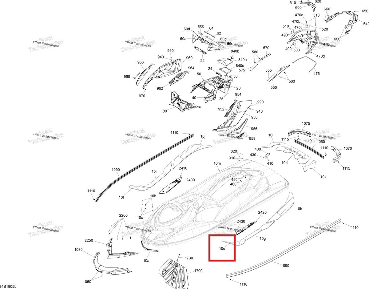 Деталь 291003587 на схеме узла 2019 Sea-Doo GTR 230 Body - Package X