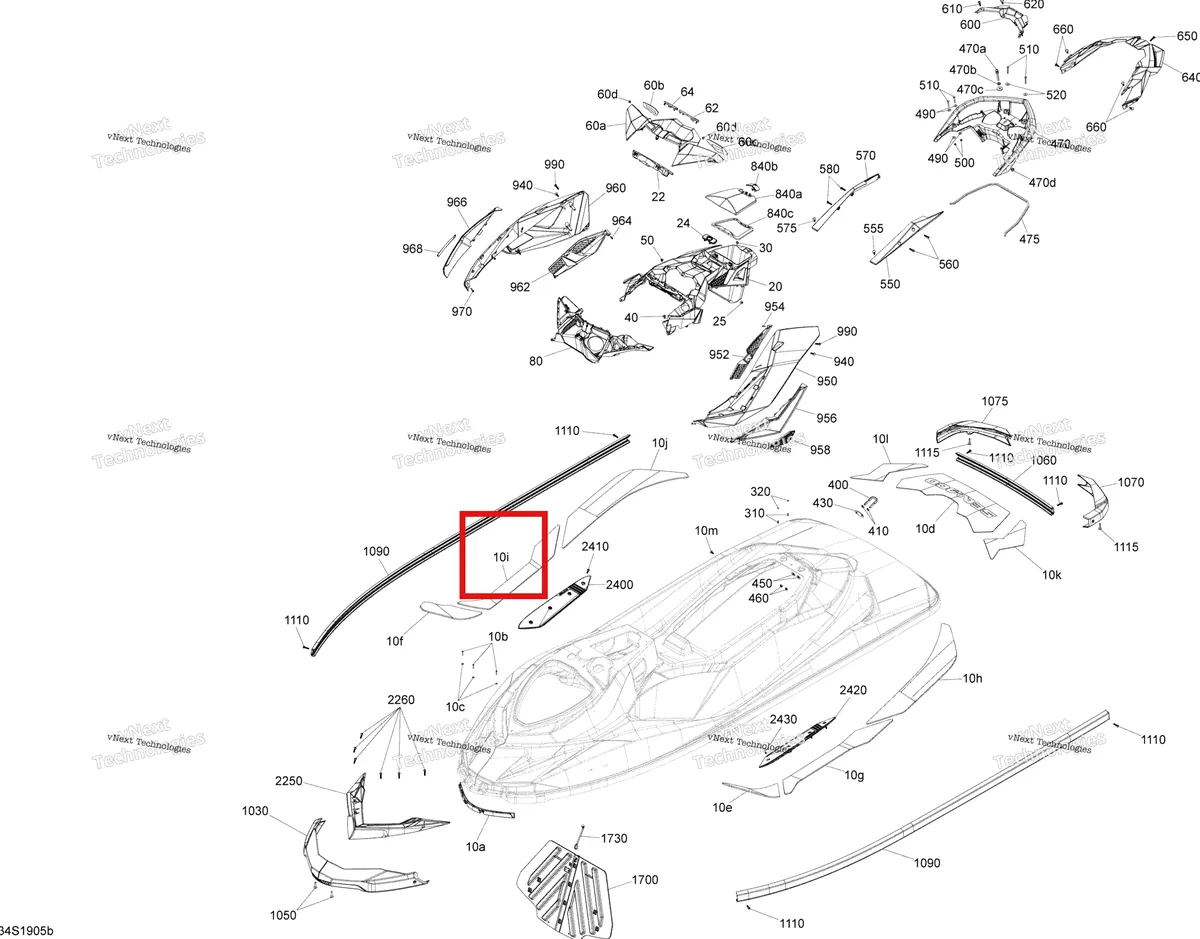Деталь 291003591 (Center передний Carpet правый Sea-Doo RXP (2016) (291003591)) на схеме узла 2019 Sea-Doo GTR 230 Body - Package X