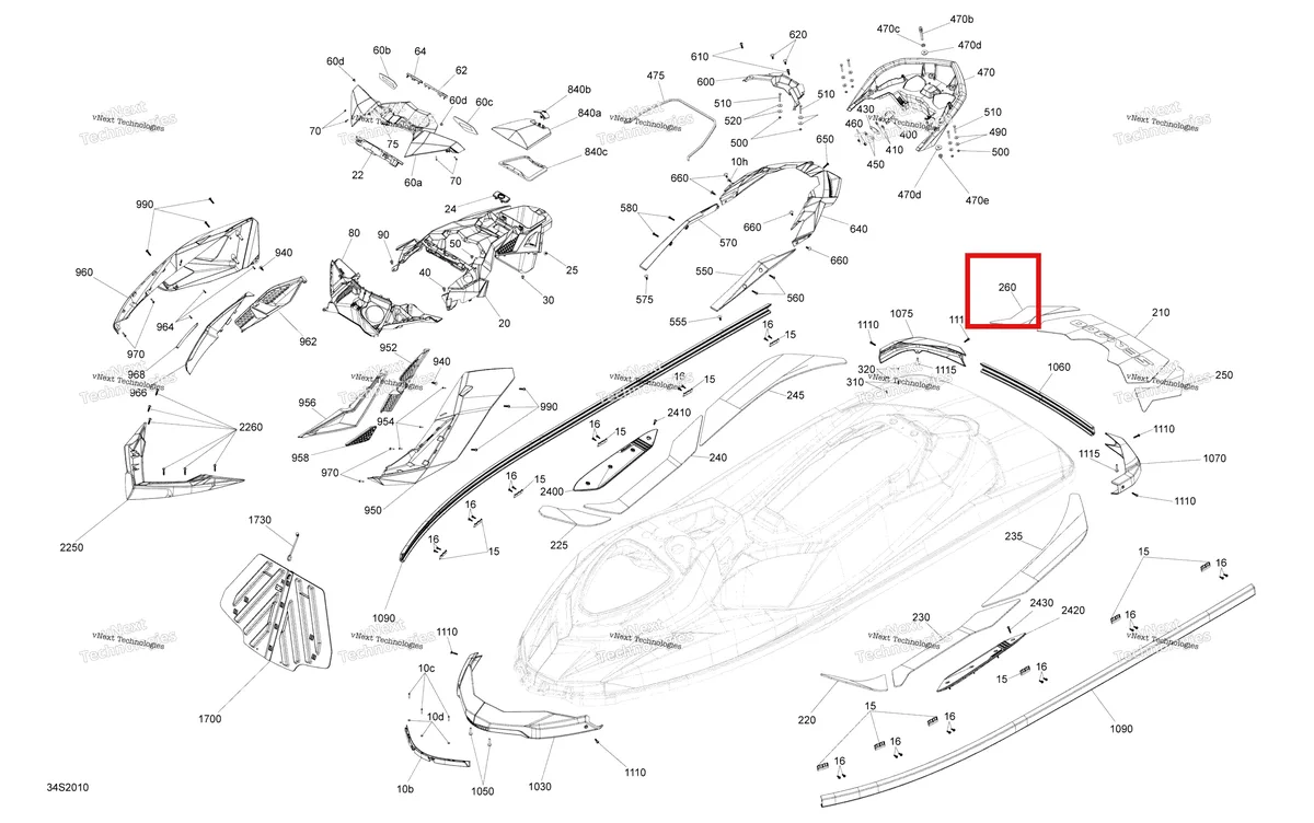 Деталь 291003594 (Задний Carpet правый Sea-Doo RXP (2016) (291003594)) на схеме узла 2020 Sea-Doo RXP 300 Body