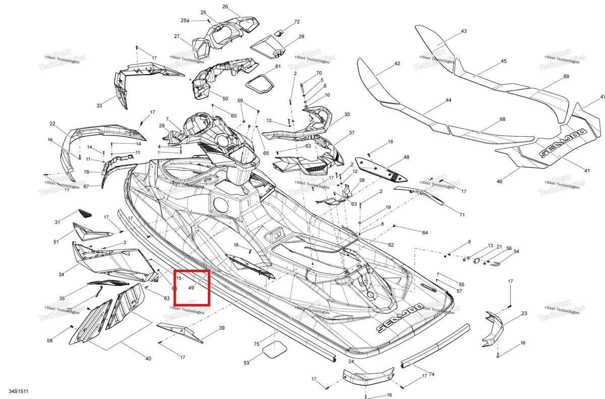 Деталь 291003638 на схеме узла 2015 Sea-Doo RXP-X 260 & RS Body