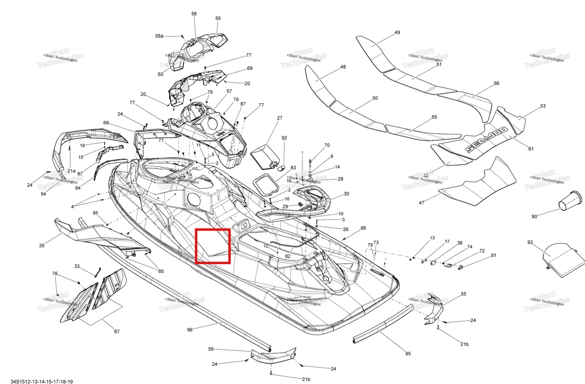 Деталь 291003738 на схеме узла 2015 Sea-Doo GTI Body