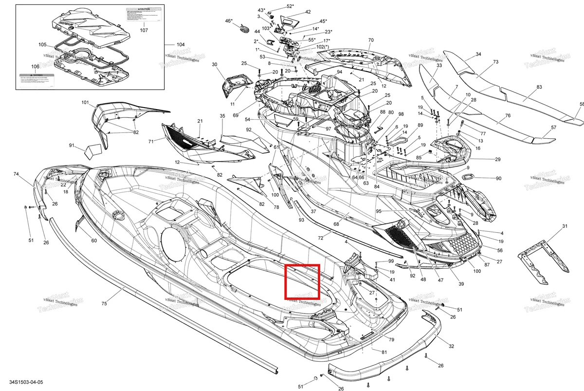Деталь 291003745 на схеме узла 2015 Sea-Doo GTX LTD IS 260 Body