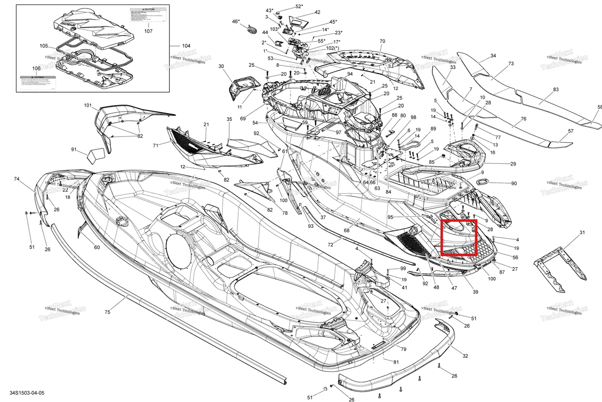 Деталь 291003759 на схеме узла 2015 Sea-Doo GTX LTD IS 260 Body