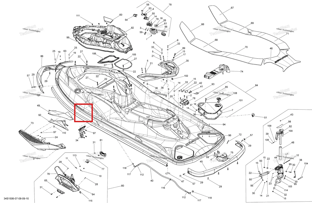 Деталь 291003836 на схеме узла 2015 Sea-Doo GTX 155 Body