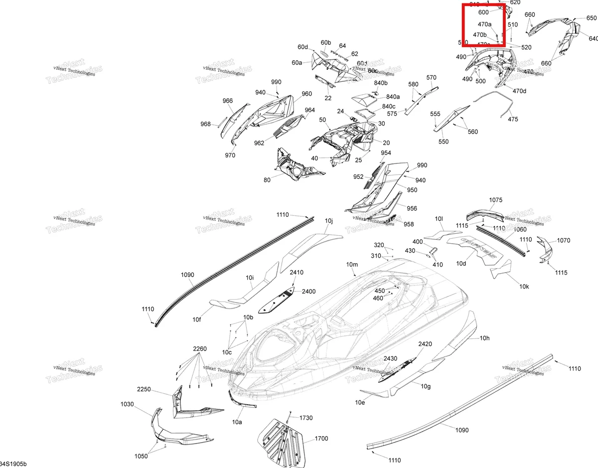 Деталь 291003877 (Шпилька сиденье Sea-Doo RXP (2016) (291003877)) на схеме узла 2019 Sea-Doo GTR 230 Body - Package X