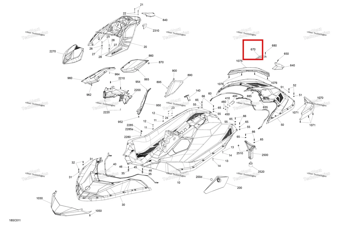 Деталь 291003884 на схеме узла 2023 Sea-Doo SPARK 60, 2022 Body - System