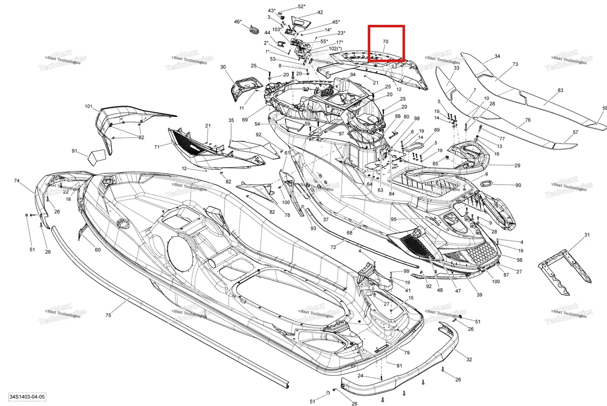 Деталь 291003949 на схеме узла 2014 Sea-Doo RXT-X AS 260 & RS Body