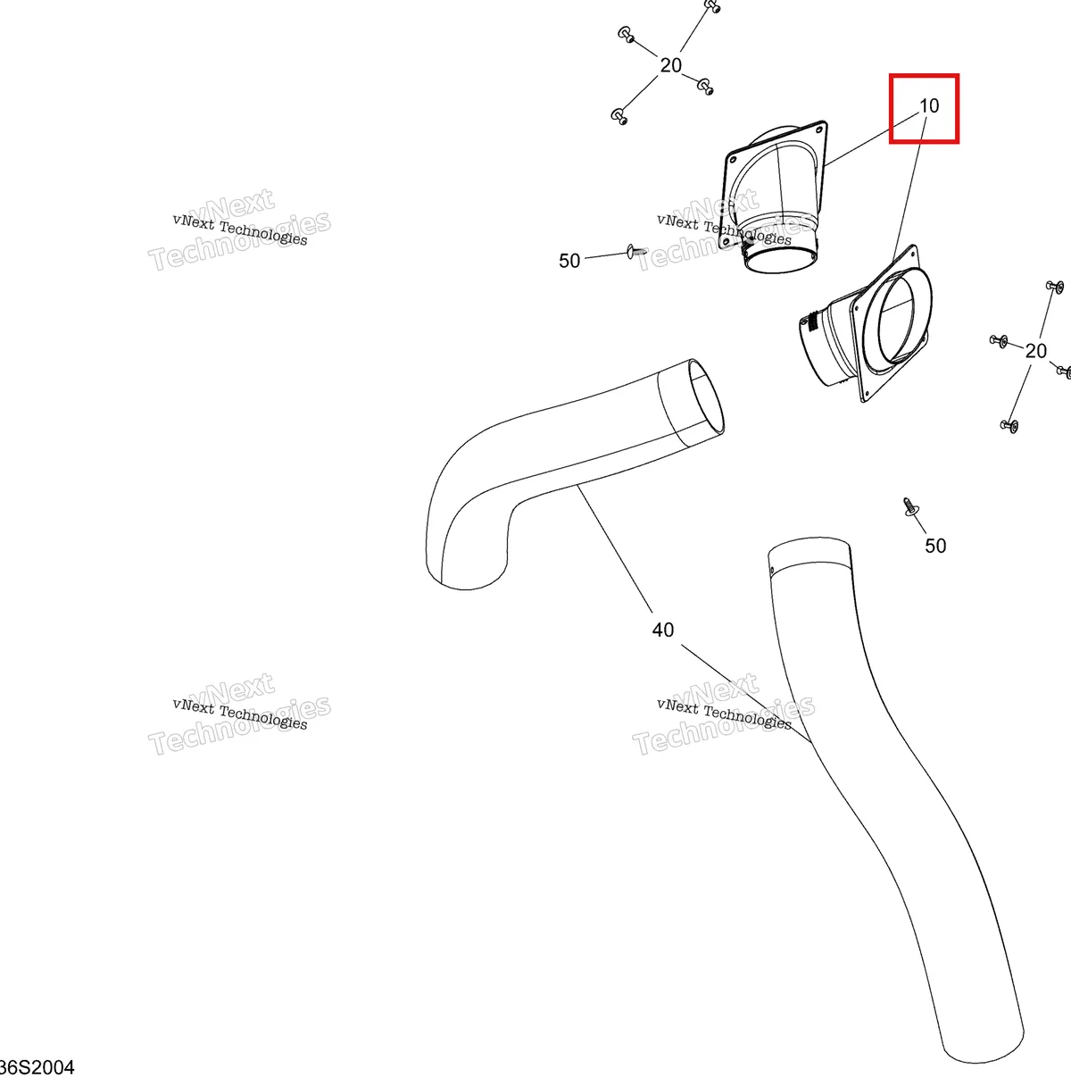 Деталь 291003952 (Вентиляция Adaptor Sea-Doo RXP (2016) (291003952)) на схеме узла Ventilation