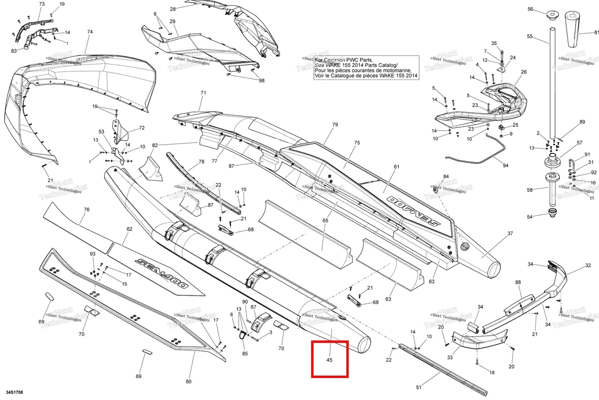 Деталь 291003956 на схеме узла 2018 Sea-Doo SAR 155 Body