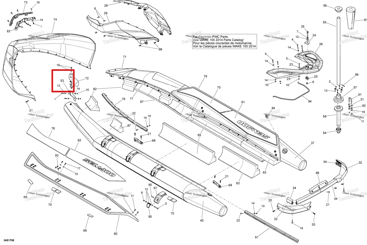 Деталь 291003968 на схеме узла 2018 Sea-Doo SAR 155 Body