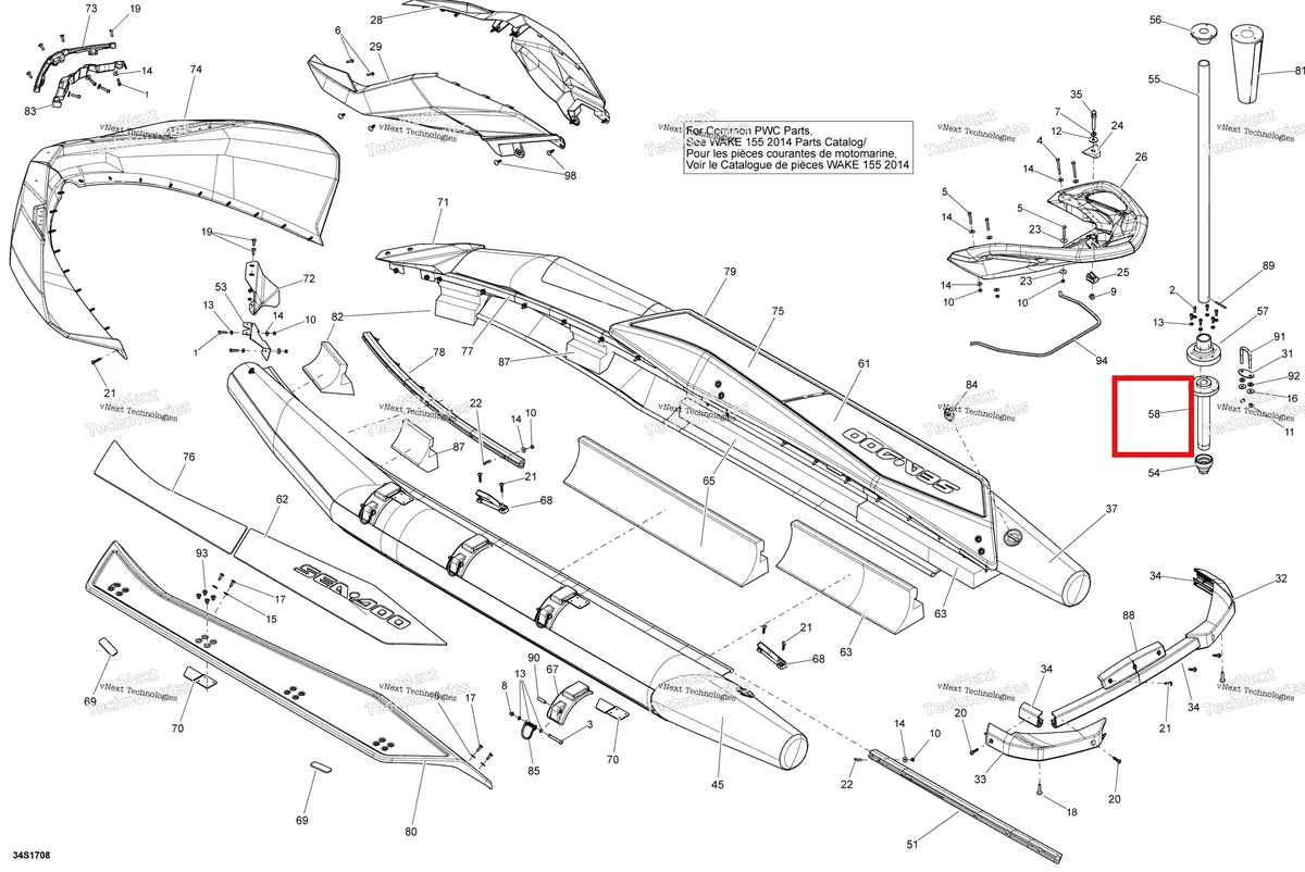 Деталь 291003974 на схеме узла 2018 Sea-Doo SAR 155 Body