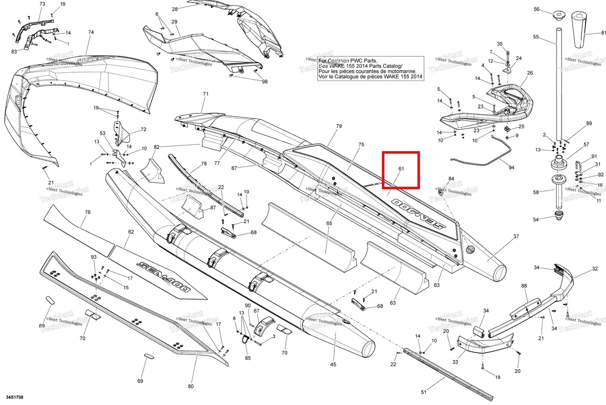 Деталь 291003979 на схеме узла 2018 Sea-Doo SAR 155 Body