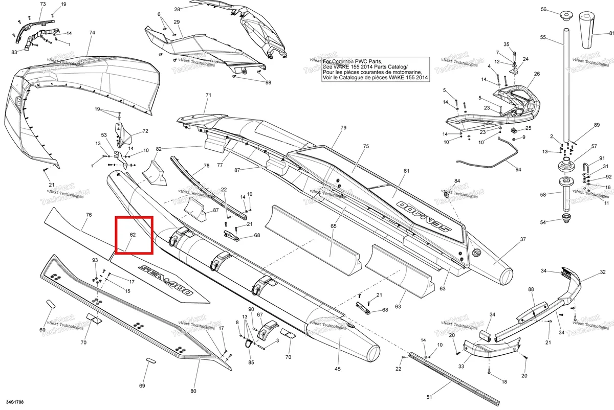 Деталь 291003980 на схеме узла 2018 Sea-Doo SAR 155 Body