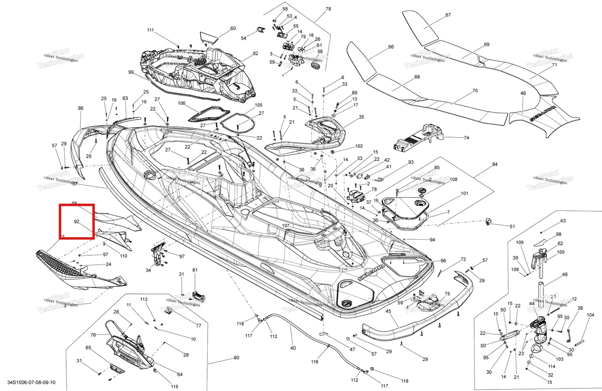 Деталь 291003987 на схеме узла 2015 Sea-Doo WAKE PRO 215 Body