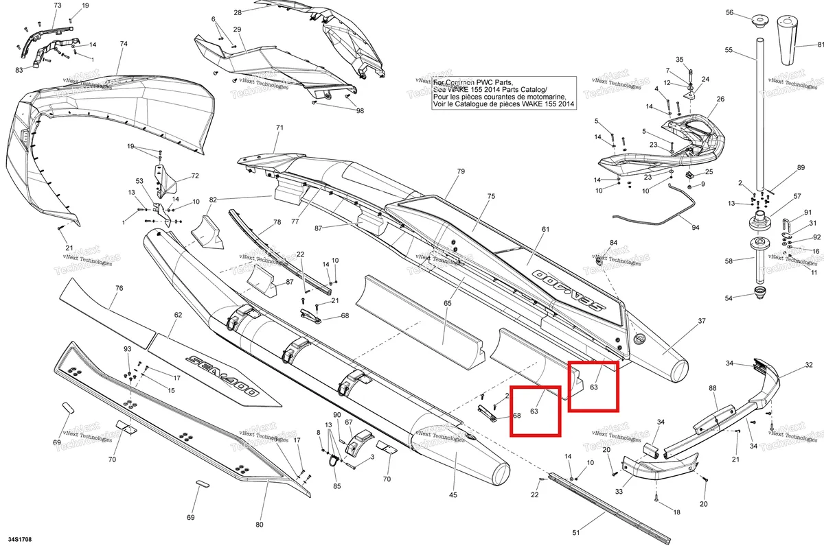 Деталь 291003989 на схеме узла 2018 Sea-Doo SAR 155 Body
