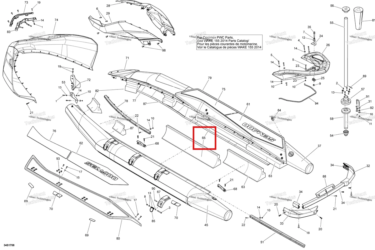 Деталь 291004051 на схеме узла 2018 Sea-Doo SAR 155 Body