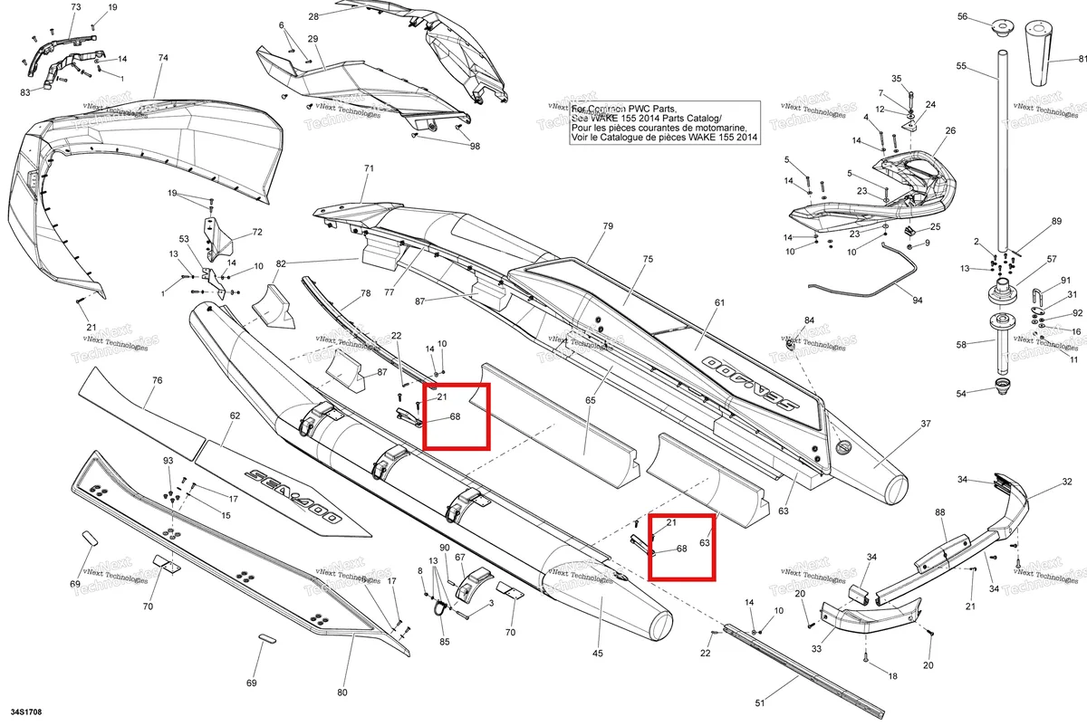Деталь 291004055 на схеме узла 2018 Sea-Doo SAR 155 Body