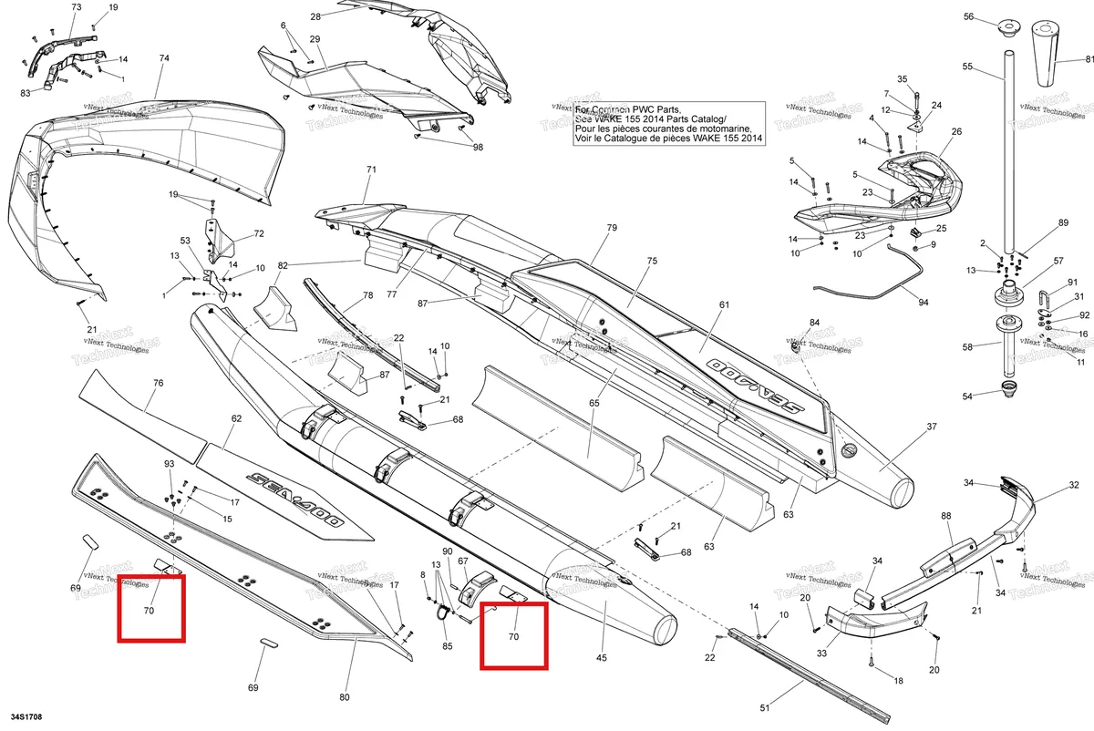 Деталь 291004058 на схеме узла 2018 Sea-Doo SAR 155 Body