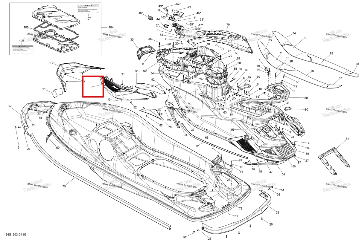 Деталь 291004084 на схеме узла 2015 Sea-Doo RXT-X AS 260 & RS Body
