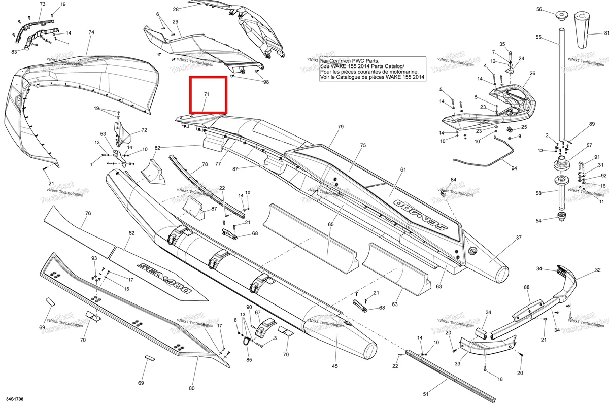 Деталь 291004087 на схеме узла 2018 Sea-Doo SAR 155 Body