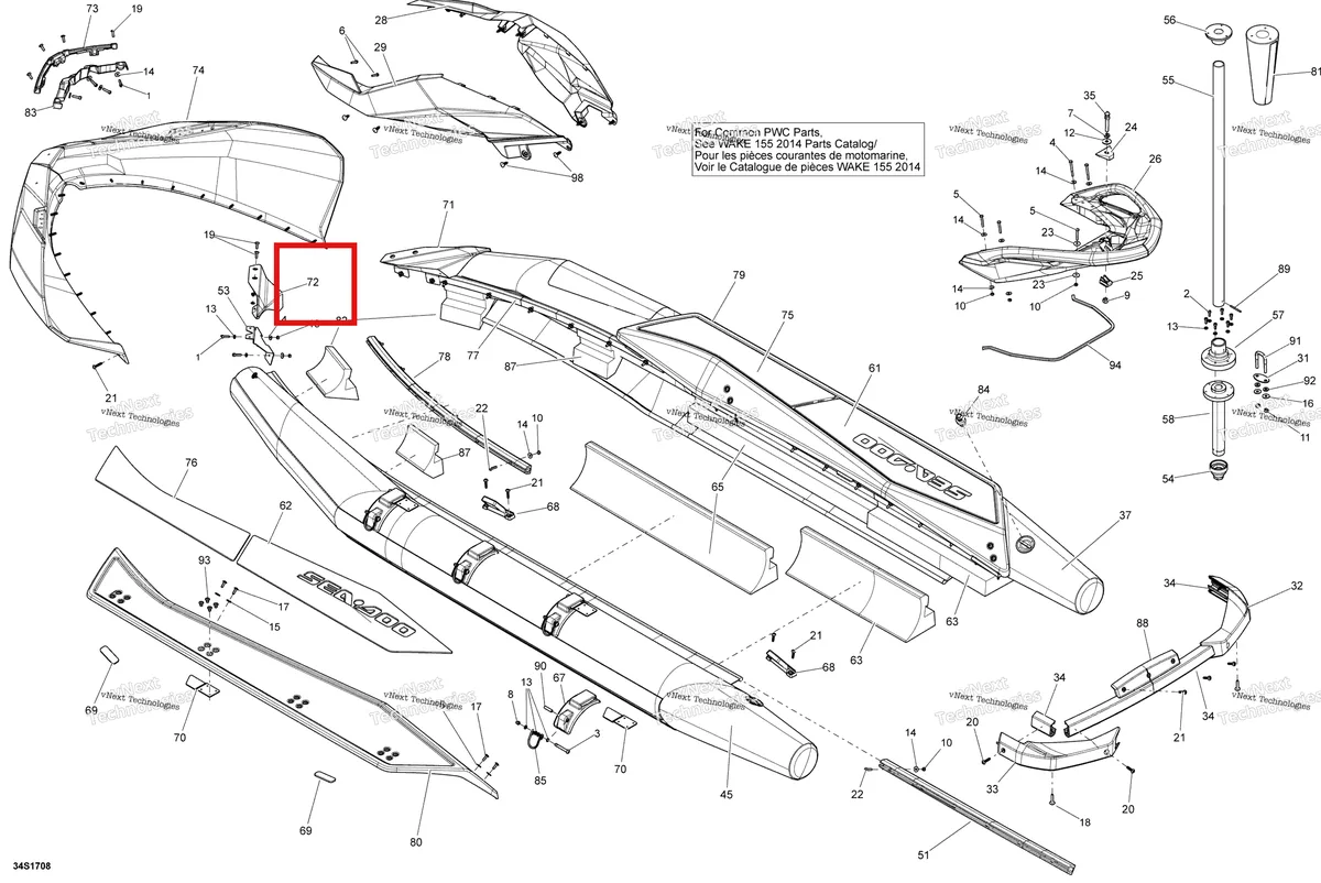 Деталь 291004088 на схеме узла 2018 Sea-Doo SAR 155 Body