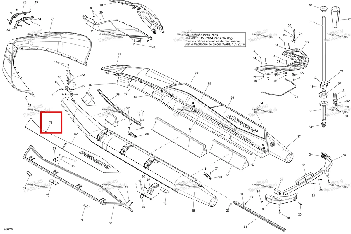 Деталь 291004114 на схеме узла 2018 Sea-Doo SAR 155 Body