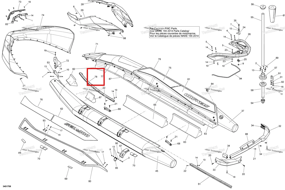 Деталь 291004116 на схеме узла 2018 Sea-Doo SAR 155 Body