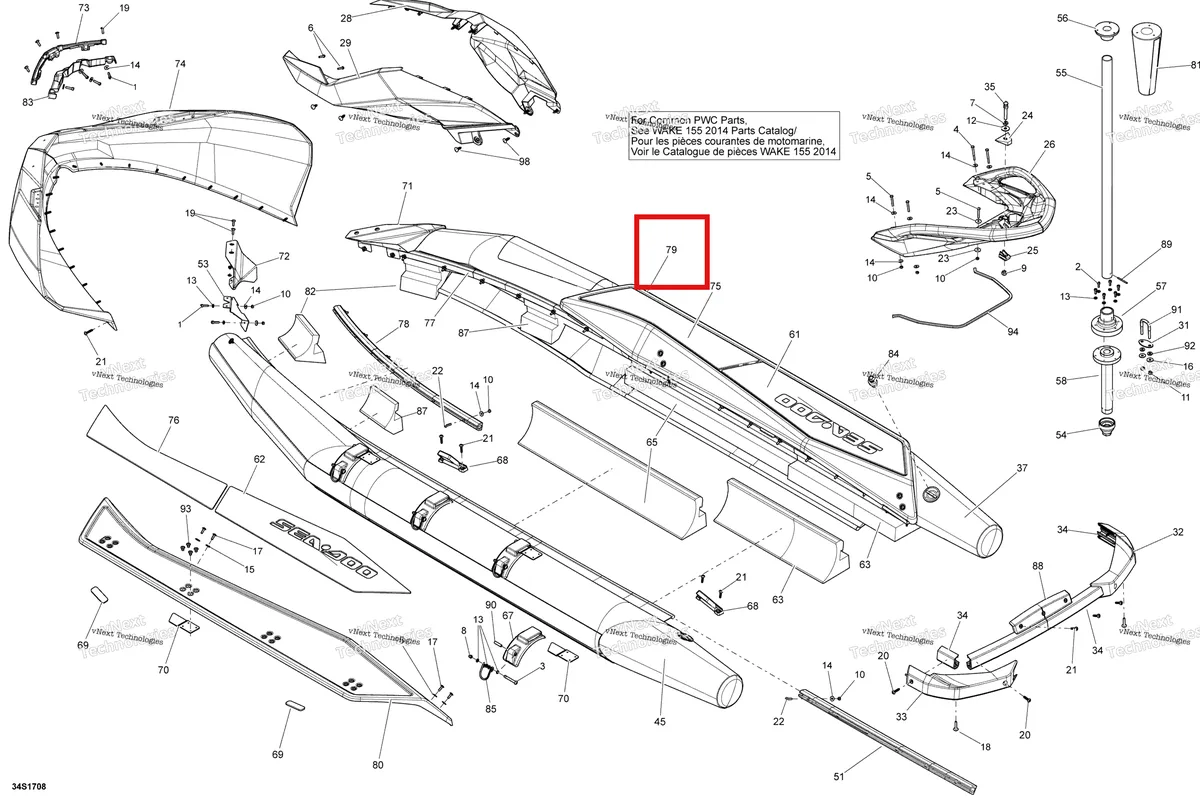 Деталь 291004118 на схеме узла 2018 Sea-Doo SAR 155 Body