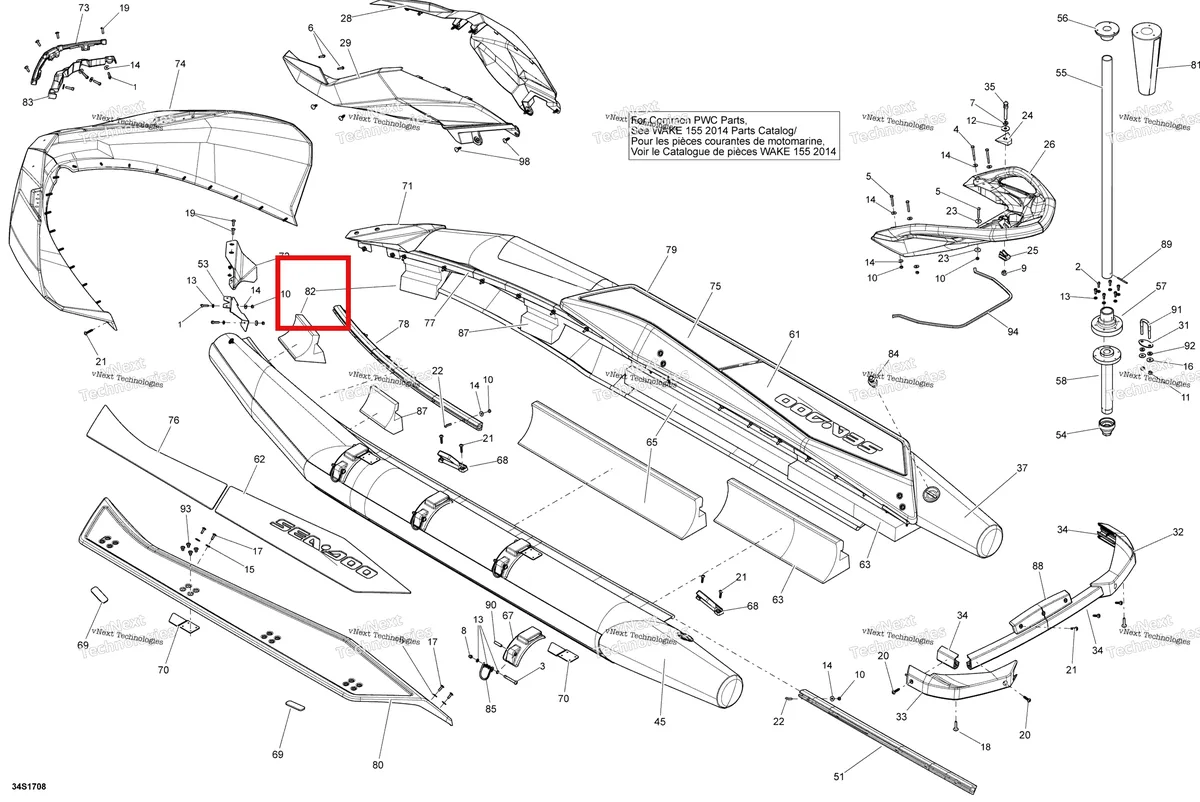 Деталь 291004151 на схеме узла 2018 Sea-Doo SAR 155 Body