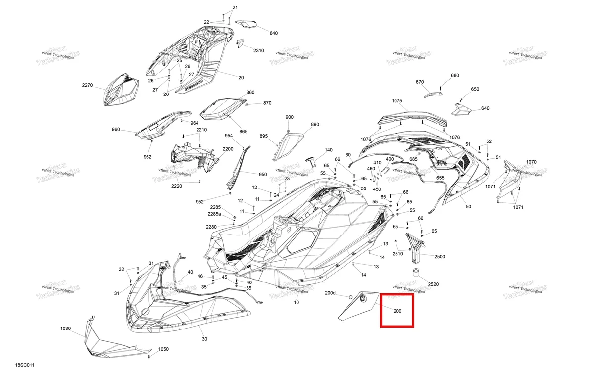 Деталь 291004155 на схеме узла 2023 Sea-Doo SPARK 60, 2022 Body - System