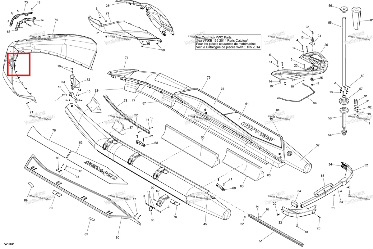 Деталь 291004160 на схеме узла 2017 Sea-Doo SAR 155 Body