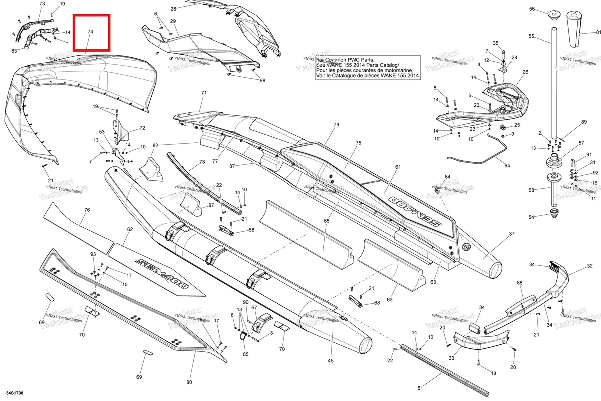 Деталь 291004162 на схеме узла 2018 Sea-Doo SAR 155 Body