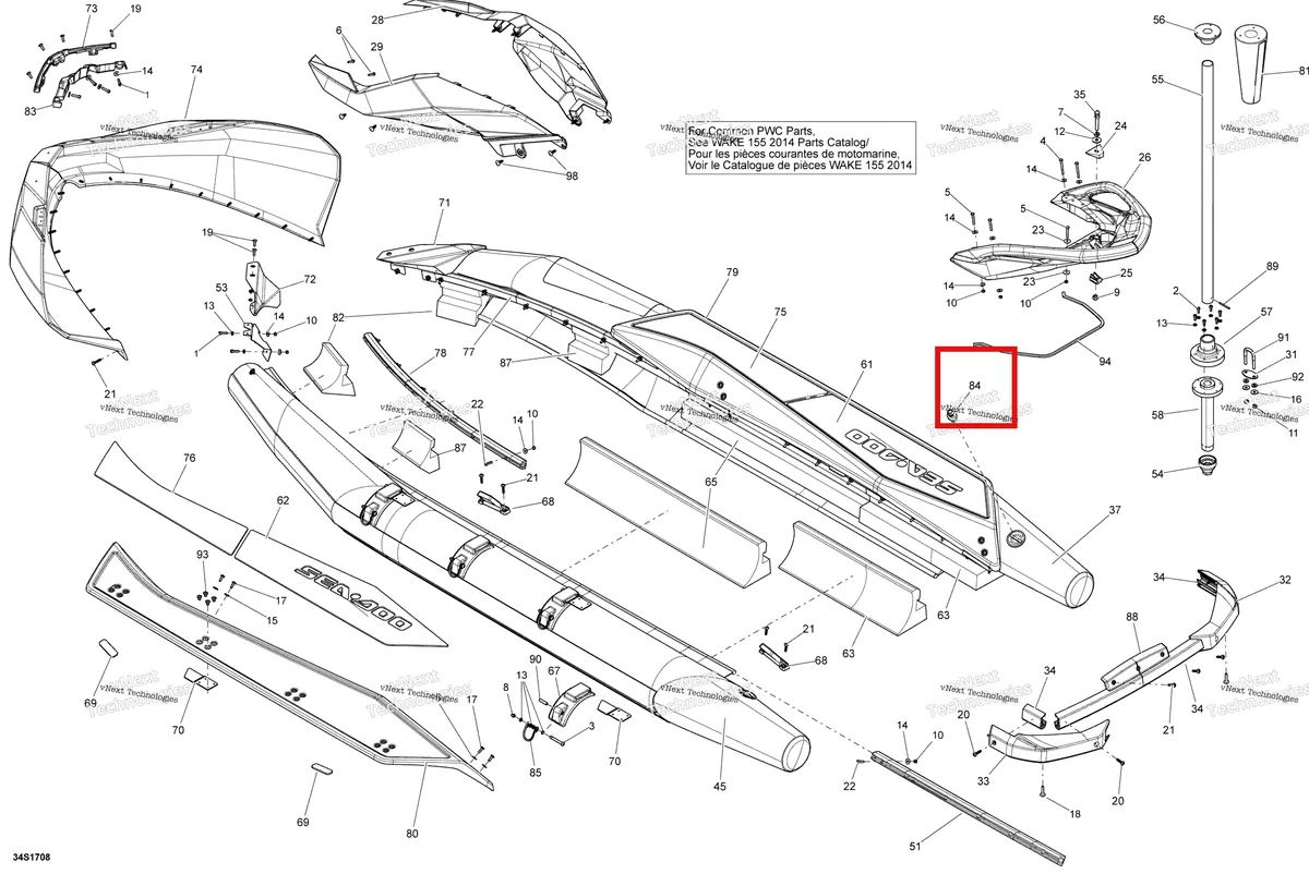 Деталь 291004166 на схеме узла 2018 Sea-Doo SAR 155 Body